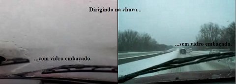 Comparação entre vidro embaçado e limpo Parabrisa limpo vs parabrisa embaçado