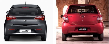 Traseira HB20 x Etios